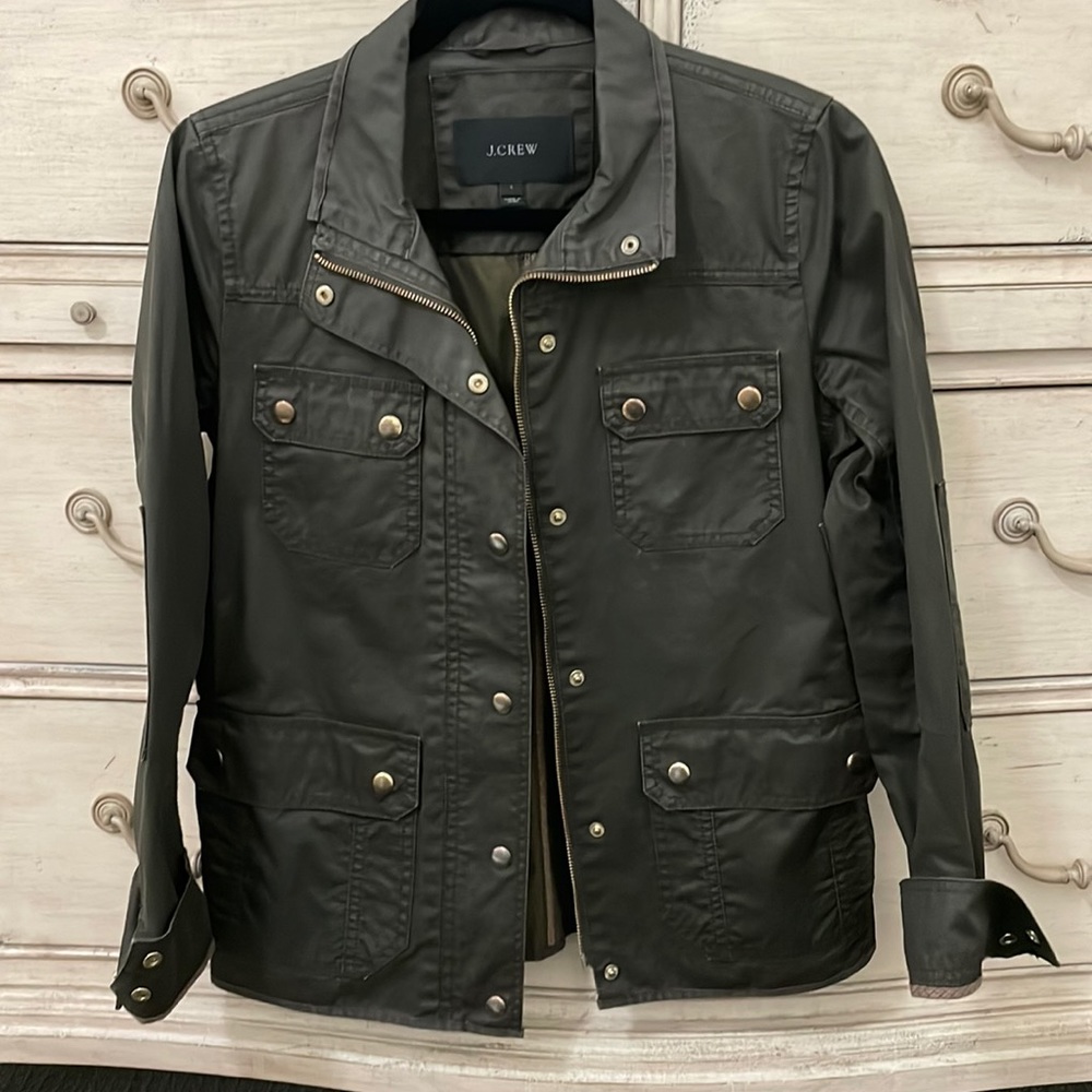 J. Crew resin-coated twill field jacket. Size small.